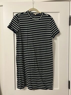 Madewell Striped Short Sleeve T-Shirt Dress - Navy & White